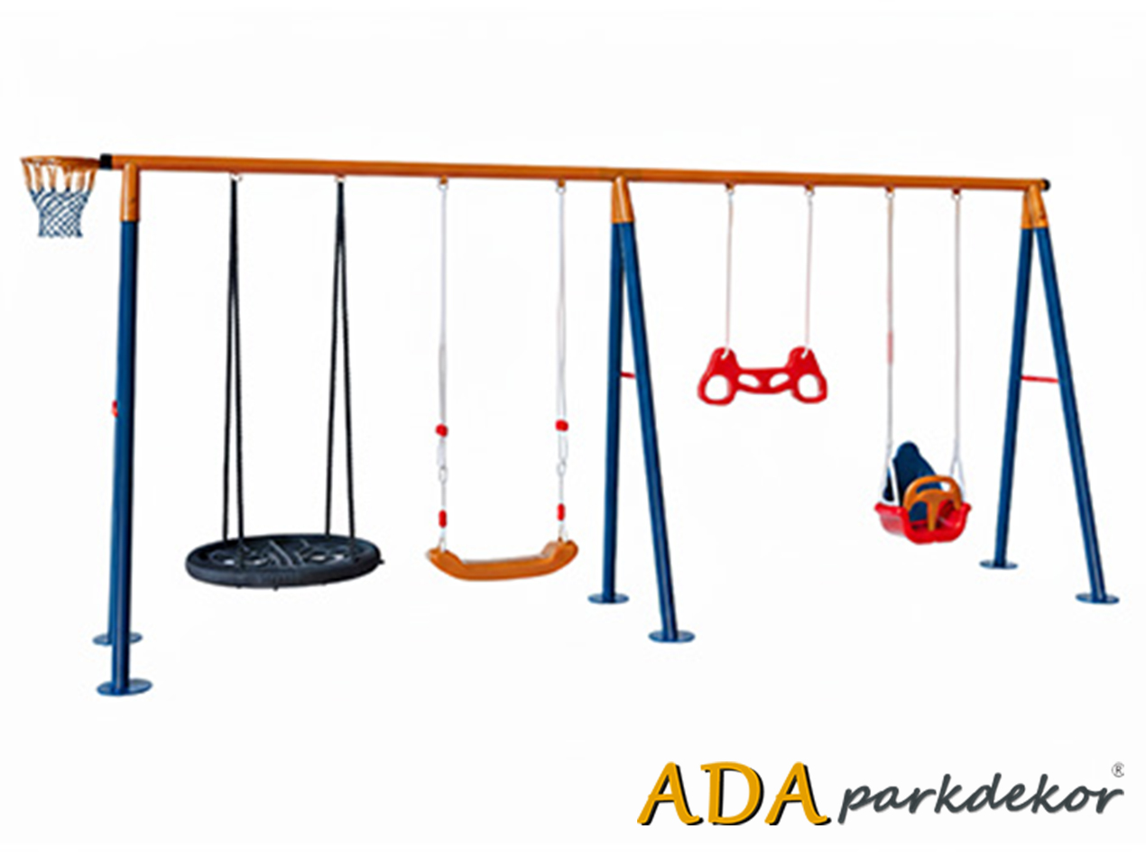 30717 - Metal Dörtlü Bahçe Çocuk ve Bebek Salıncak Seti